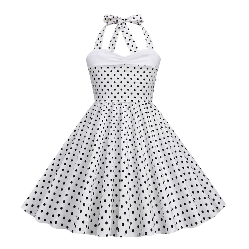 Girls Polka Dot Halter Neck Dress - Image 1