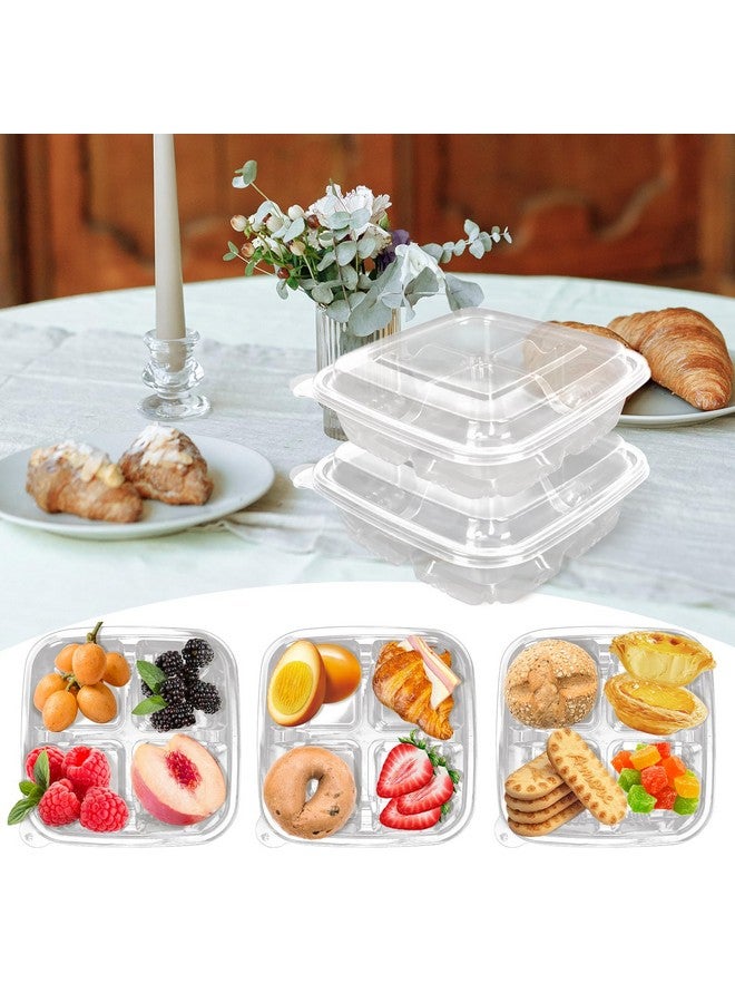 ISUSSER Clear Bento Snack Food Containers, 4 Compartment Meal Prep Containers with Lids for School and Work (20) - Image 5