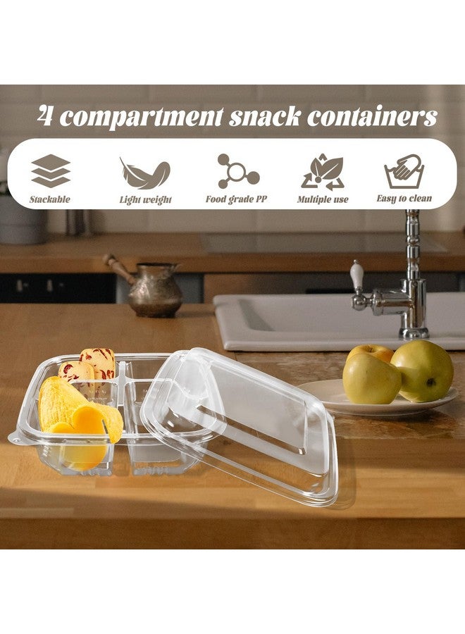 ISUSSER Clear Bento Snack Food Containers, 4 Compartment Meal Prep Containers with Lids for School and Work (20) - Image 4