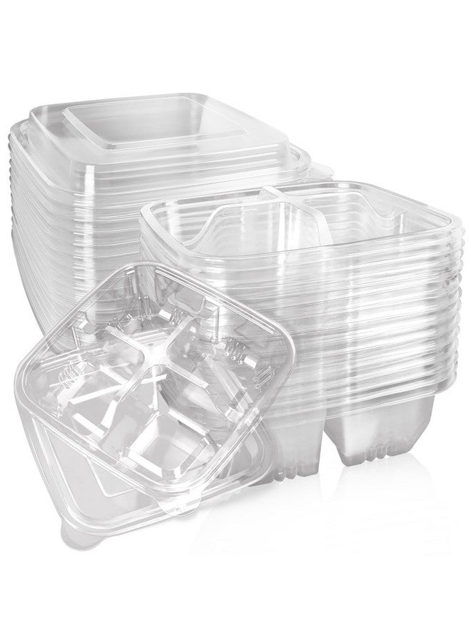 ISUSSER Clear Bento Snack Food Containers, 4 Compartment Meal Prep Containers with Lids for School and Work (20) - Image 1