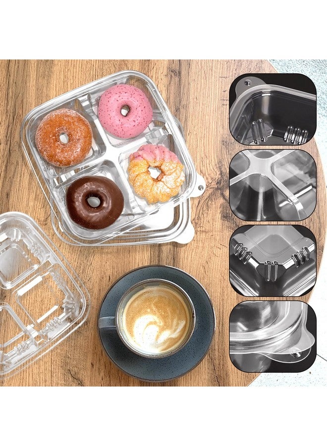 ISUSSER Clear Bento Snack Food Containers, 4 Compartment Meal Prep Containers with Lids for School and Work (20) - Image 3