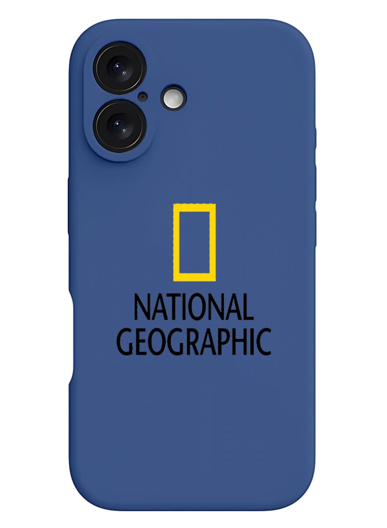 Theodor iPhone 16 Blue Protective Slim Fit Case Liquid Silicone Cover with Full Body Protection Anti-Scratch Shockproof Case For iPhone - National Geography - Image 1