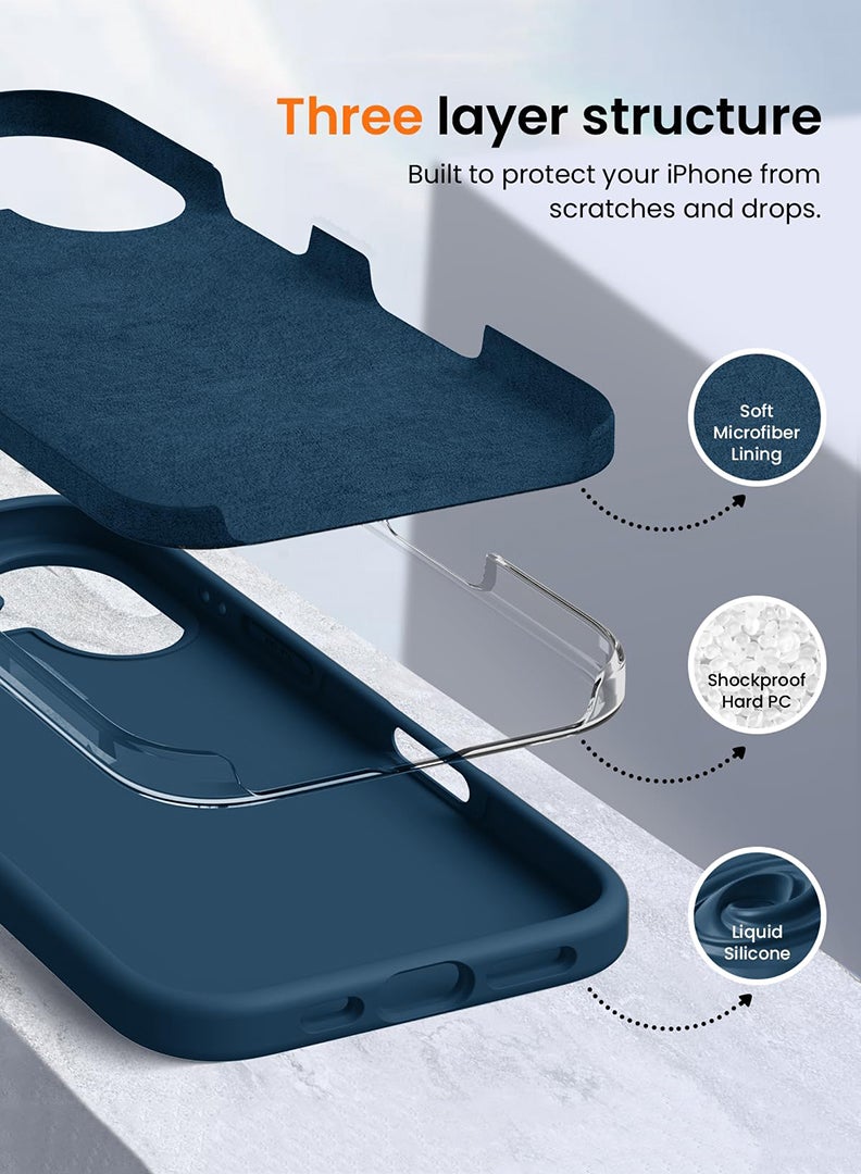 Theodor iPhone 16 Blue Protective Slim Fit Case Liquid Silicone Cover with Full Body Protection Anti-Scratch Shockproof Case For iPhone - National Geography - Image 4