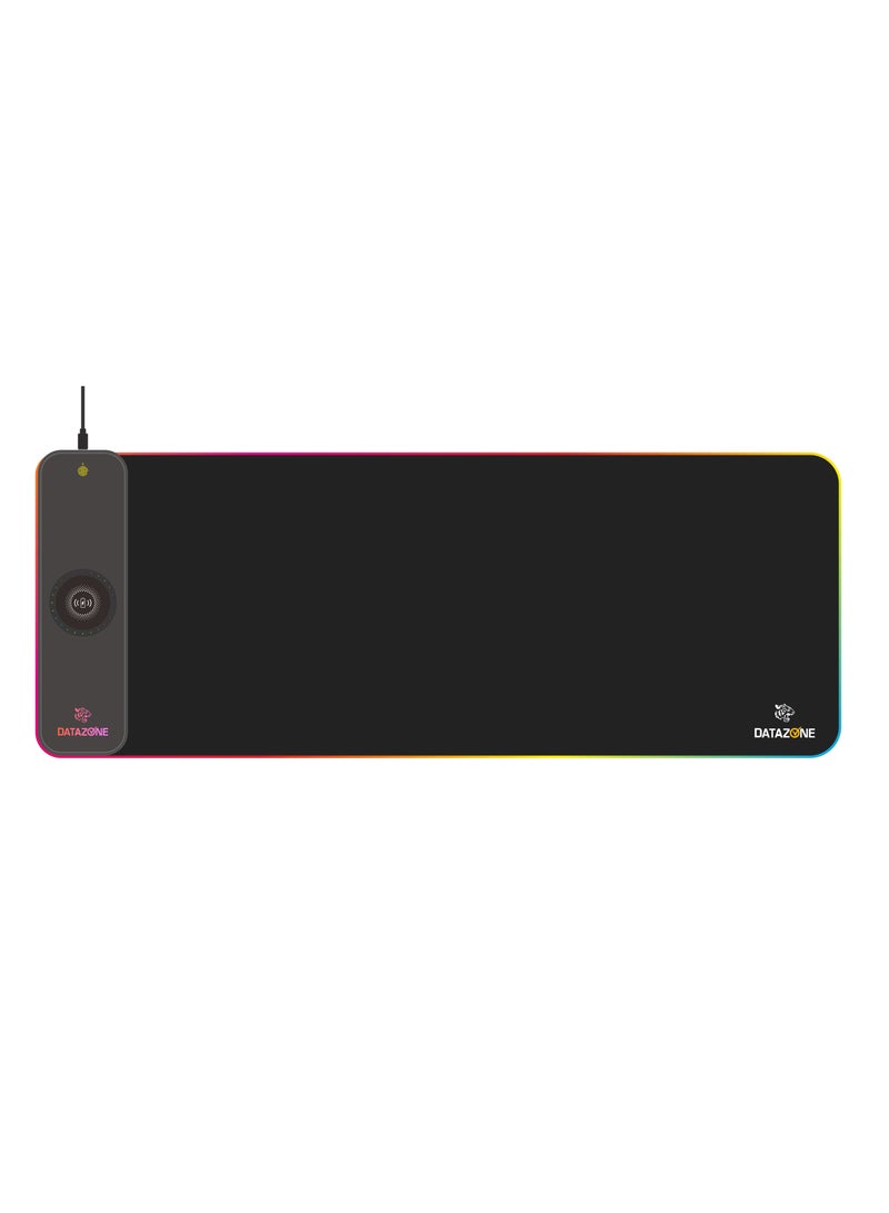 Datazone RGB Gaming Mouse Pad with Wireless Charging and Touch Control – Size 80×30 cm – Soft Surface with Non-Slip Base – Compatible with Smartphones and Gaming Devices – Sleek Black Design  - Image 1