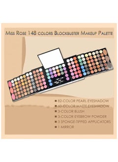Miss Rose 148-Color Magic Cube Makeup Kit - Includes 82-Color Pearly Eyeshadow Palette, 60-Color Matte Eyeshadow, 3-Color Blush, 3-Color Eyebrow Powder, and 3 Sponge Stick  - Image 5