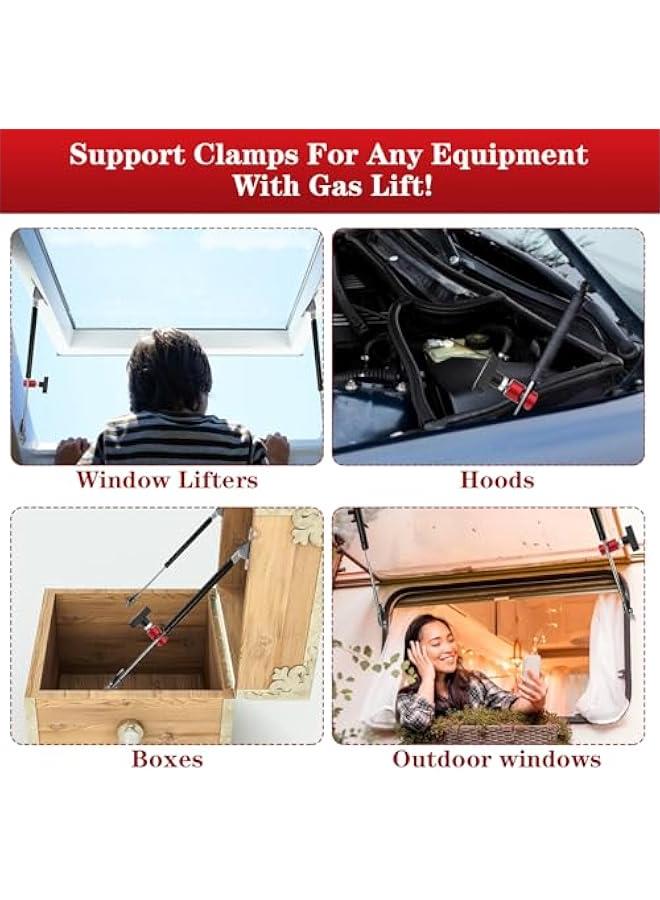 Loquat 2Pcs Car Hood Prop Rods, Lift Engine Support Bar Clamp Hood Strut Fixing Clamps Stay Holder Anti-Slip Anti-Pinch Device Stopper Retainer Tool Hood Stay Holder Work for Tailgate Hatch Car Trunk - Image 5