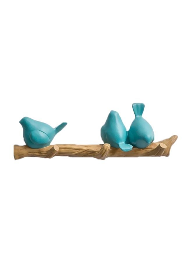 NIBEMINENT Qiangtie Decorative 3D Birds Shape Wall Art With Hook Blue/Brown 34x6.5x11cm 