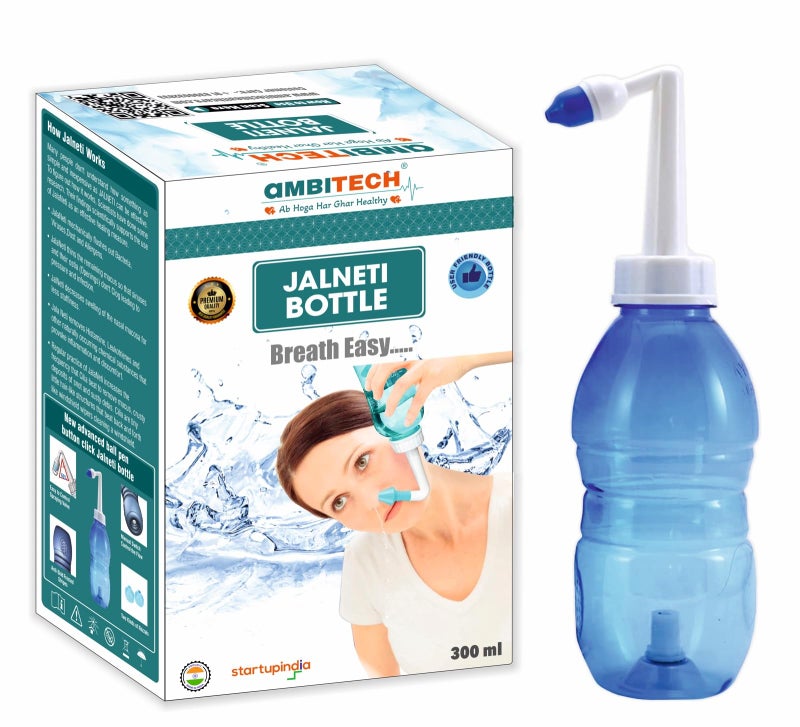 AmbiTech Jal Neti Pot Bottle for Sinus congestion, Nasal-wash, Nose Cleaner for Adult & Kid With (Made in India) (300 ml) - Image 1