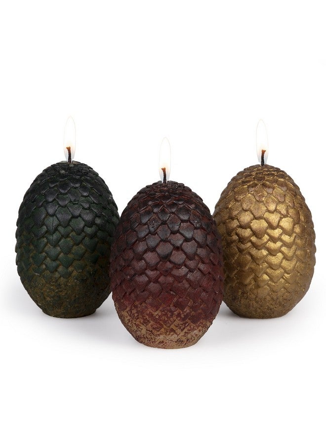 Game of Thrones Dragon Egg Replica Candles Set of 3, Unscented - Officially Licensed - Gift for GoT & House of The Dragon Fans, Men, Women, Father's Day, Dad - 2.5" Each - Image 1