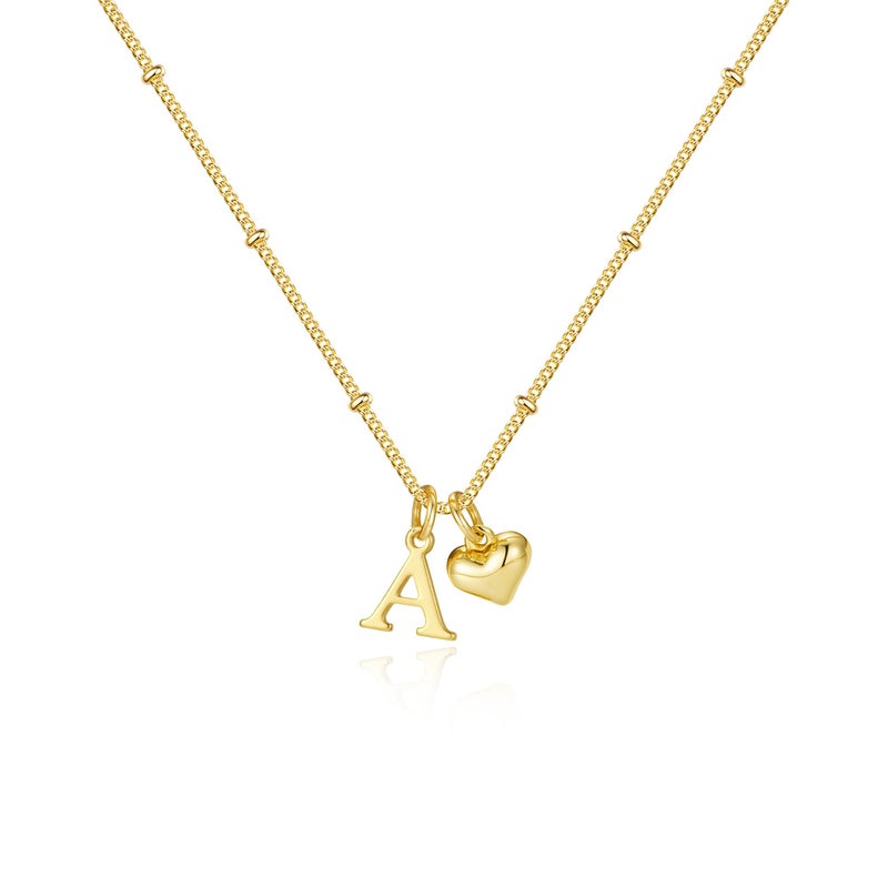 M MOOHAM Easter Gifts for Kids - Initial Necklaces for Women Girls, 14K Gold Plated Letter A Pendant Necklace Dainty Heart Necklaces Tiny Initial Necklace Birthday Gifts for Women Jewelry for Girls - Image 1