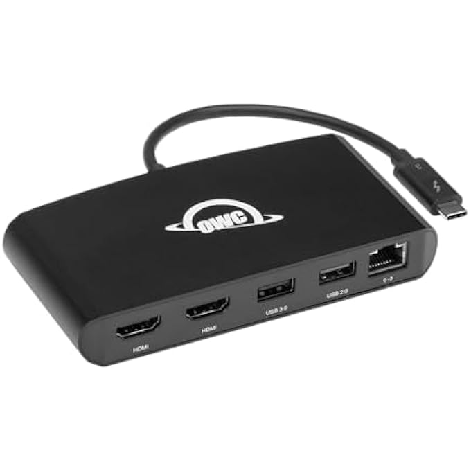 OWC - محطة ثندربولت 3 ميني - محطة ثندربولت 3 ميني بـ 5 منافذ - 2 × HDMI 4K60، 1 × USB 3 (5GB/S)، 1 × USB 2، 1 × منفذ إيثرنت جيجابت - Image 1