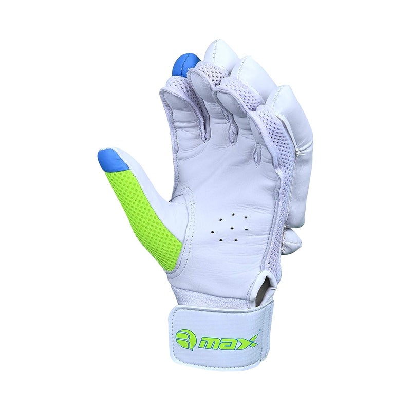 RMAX Unisex Leather & PVC Cricket Batting Gloves (Senior, Right Hand, Green Blue) - Image 2
