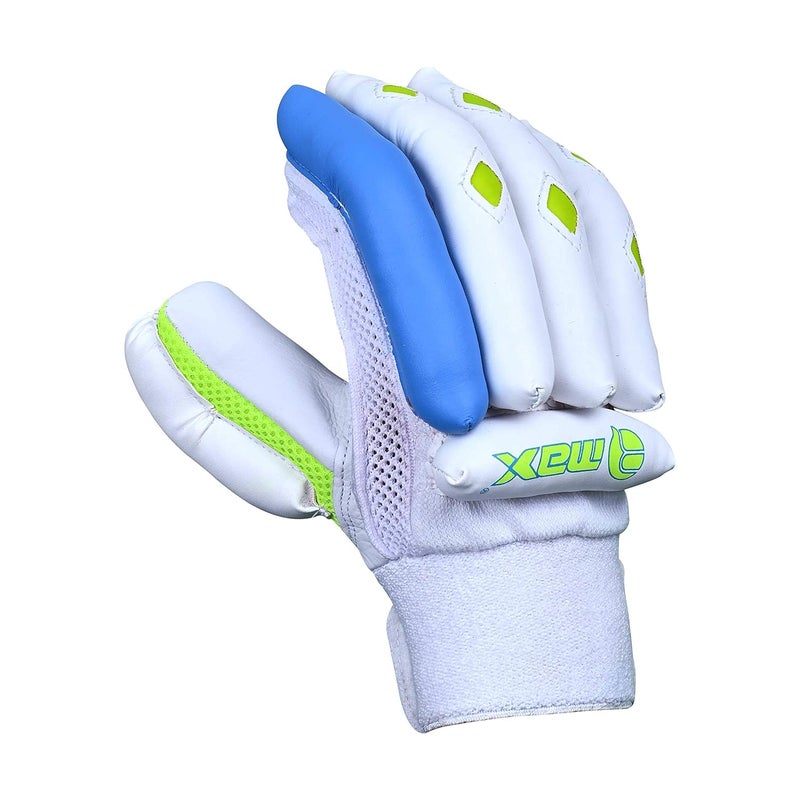 RMAX Unisex Leather & PVC Cricket Batting Gloves (Senior, Right Hand, Green Blue) - Image 3