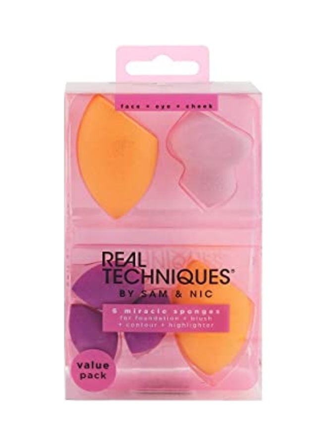 6 Count Variety Makeup Sponges Multicolour