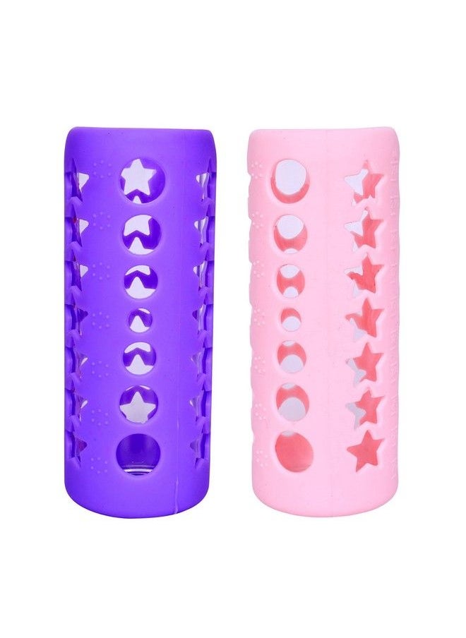 The Little Lookers Baby Feeding Bottle Silicone Warmer Cover Sleeve Holder Insulated Protection For Newborns Infants Babies (Pack Of 2) (Pink & Purple 240 Ml)  - Image 1