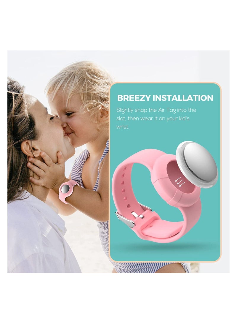 Captaintech 2 Pcs Airtag Wristbands for Kids Soft Silicone Bracelet Lightweight Waterproof Band Compatible with Apple Airtag Watch Band for Children and Toddler - Image 4