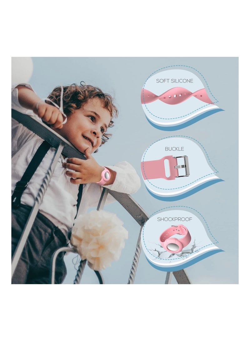 Captaintech 2 Pcs Airtag Wristbands for Kids Soft Silicone Bracelet Lightweight Waterproof Band Compatible with Apple Airtag Watch Band for Children and Toddler - Image 5