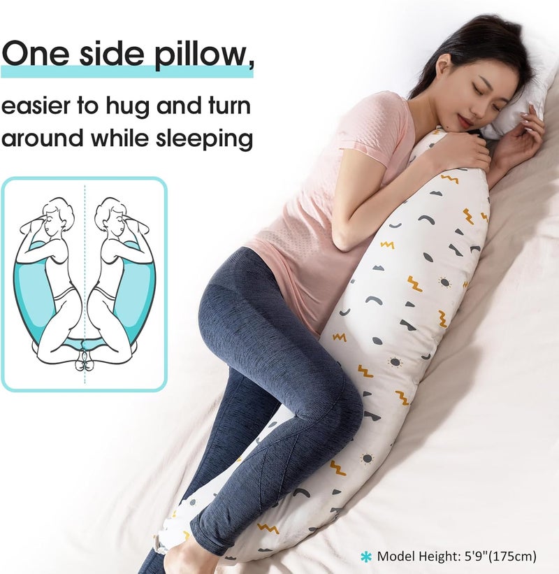 BYRIVER Firm C Shaped Pregnancy Pillows for Sleeping, Belly Hip Leg Knee Support Side Sleeper Body Pillow, Cuddle Snuggle Maternity Pillow, Zipper Cooling Jersey Cotton Pillowcase, Gifts for Mom - Image 5