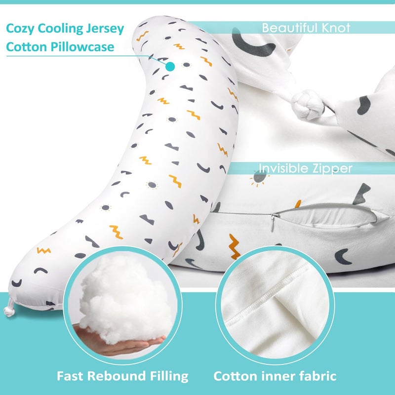 BYRIVER Firm C Shaped Pregnancy Pillows for Sleeping, Belly Hip Leg Knee Support Side Sleeper Body Pillow, Cuddle Snuggle Maternity Pillow, Zipper Cooling Jersey Cotton Pillowcase, Gifts for Mom - Image 3