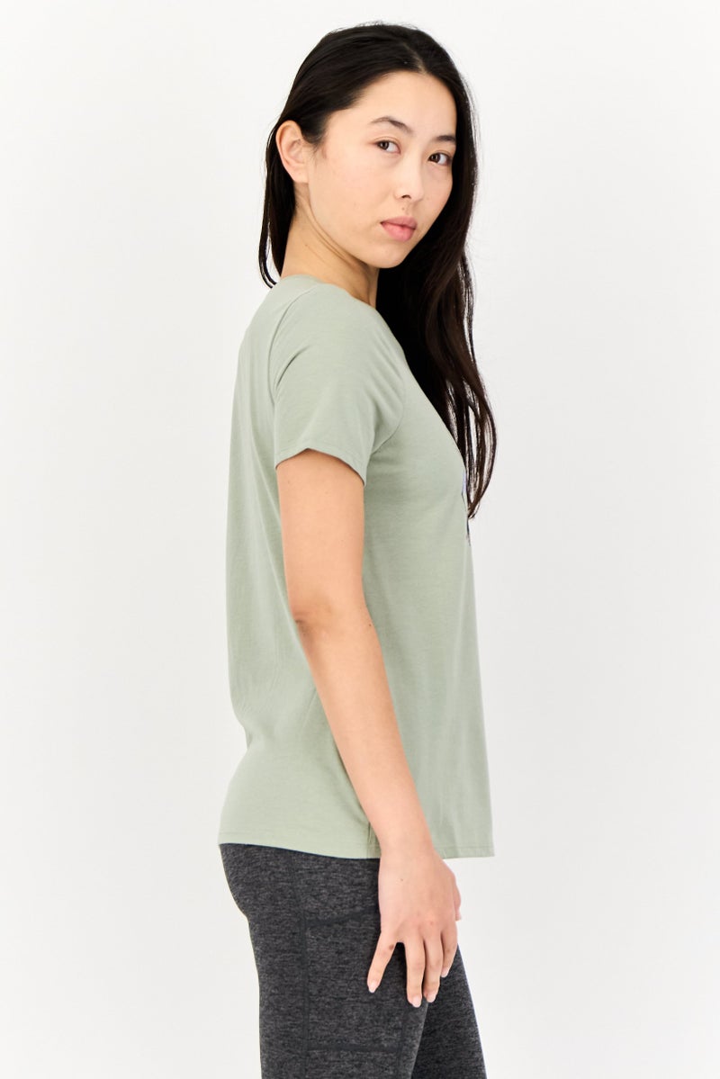 SKECHERS Women Sportswear Fit Short Sleeves Outdoor T-Shirt, Green - Image 4