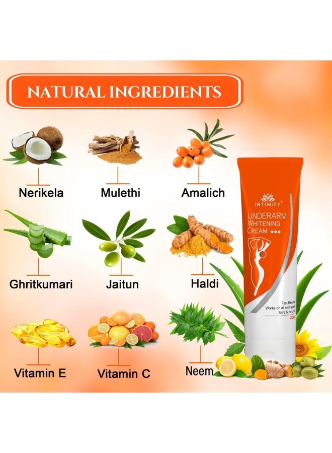 INTIMIFY Underarm Whitening Cream for Women, Armpit Whitening Cream Natural with Kojic Acid & Vitamin B3 20g - Image 2
