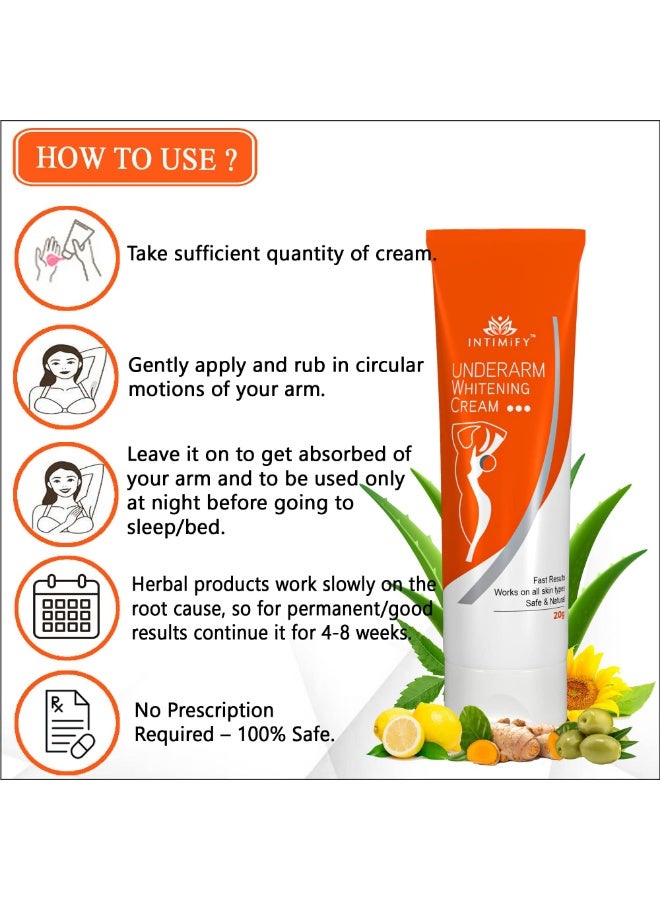 INTIMIFY Underarm Whitening Cream for Women, Armpit Whitening Cream Natural with Kojic Acid & Vitamin B3 20g - Image 4