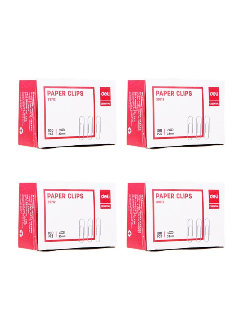 Deli 4-Pack Paper Clip Set Silver - Image 1