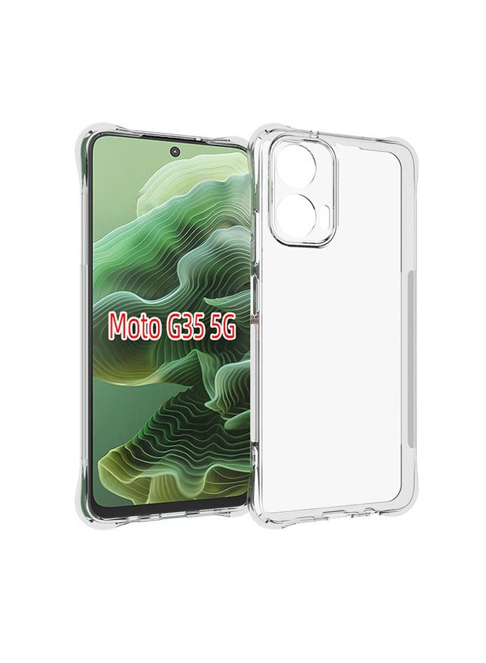 Case for Motorola G35 5G Clear TPU Four Corners Military-Grade Protection Cover Transparent Soft