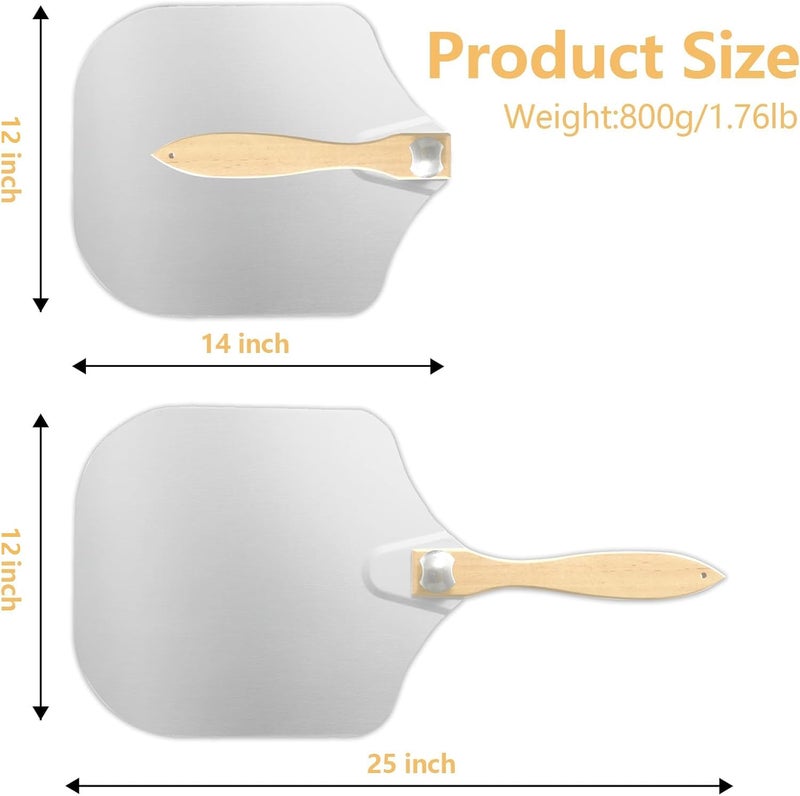 Luvan Aluminum Metal Pizza Peel with Foldable Wooden Handle,12x14 Inch Aluminum Pizza Peel,Pizza Paddle Foldable Pizza Peel Pizza Spatula Paddle Pizza Spatula for Oven,Baking Homemade Pizza Bread - Image 2