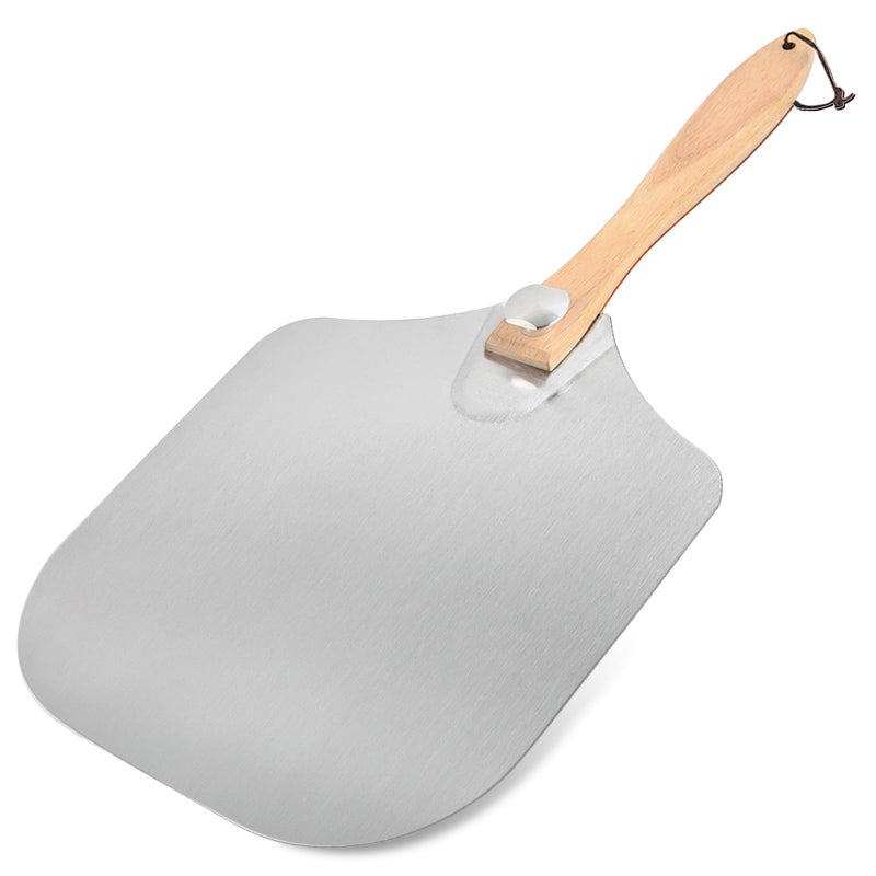 Luvan Aluminum Metal Pizza Peel with Foldable Wooden Handle,12x14 Inch Aluminum Pizza Peel,Pizza Paddle Foldable Pizza Peel Pizza Spatula Paddle Pizza Spatula for Oven,Baking Homemade Pizza Bread - Image 1