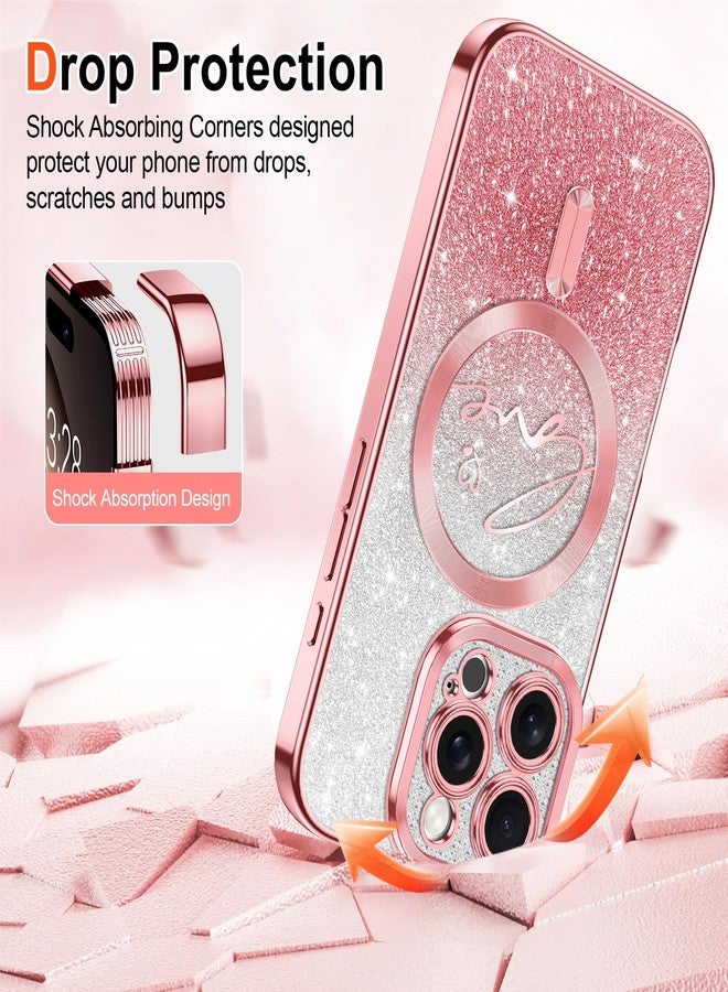 Hython for iPhone 16 Pro Case Glitter, Compatible with MagSafe Love Heart Magnetic Clear Phone Cases for Women Girls, Full Camera Protection Sparkle Plating Shockproof Protective Cover, Pink - Image 5