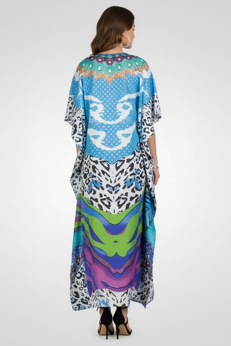 Willow & Whistle Women Abstract Print Kaftan Dress, Multicolor - Image 3
