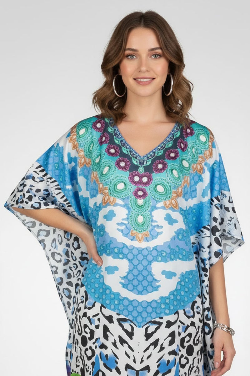 Willow & Whistle Women Abstract Print Kaftan Dress, Multicolor - Image 5