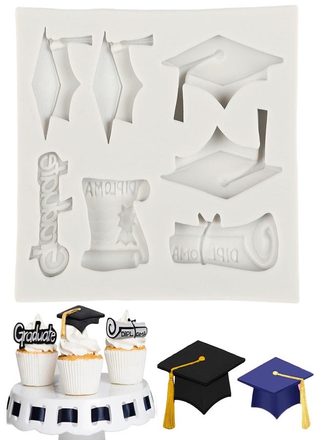 QDMOLDS قوالب عجينة السكر للتخرج، قوالب سيليكون على شكل قبعة تخرج، قوالب قبعة بكالوريوس لتزيين الكيك، قوالب تزيين الكب كيك، قوالب سكر، قوالب شوكولاتة، قوالب حلوى، قوالب طين بوليمر، قوالب عجينة السكر - Image 1