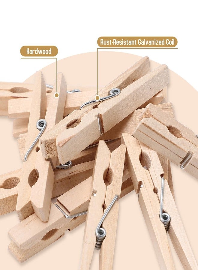 DUIJINYU 100 Pack Wooden Clothespins 2.9 Inch, Heavy-Duty Wood Rust-Resistant Clothes Pins, Solid Birch Clips for Laundry, Photo Wall Displays, Craft Projects & Classroom Decoration - Image 3