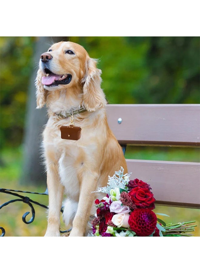 وسادة طوق ، وسادة خاتم الزواج الجلدية الأليفة ، حقيبة قوس خاتم الزواج ، منظم خاتم الزوجين لحفل زفاف الخطوبة الاقتراح - Image 5