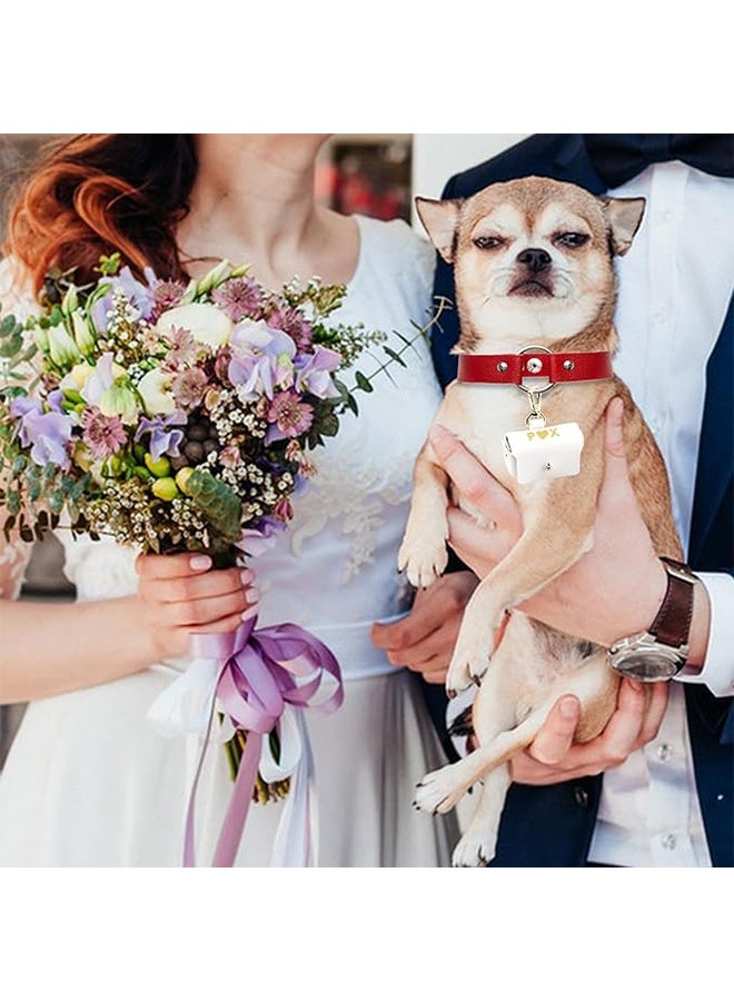 وسادة طوق ، وسادة خاتم الزواج الجلدية الأليفة ، حقيبة قوس خاتم الزواج ، منظم خاتم الزوجين لحفل زفاف الخطوبة الاقتراح - Image 2