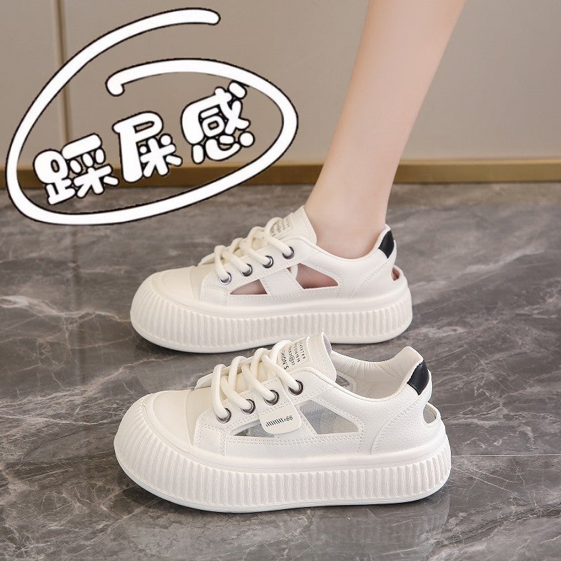 Women'S Shoes Feeling Pregnant Women'S Baotou Sandals Women'S Summer Hollow Hole Shoes Breathable White Skate Shoes - Image 2