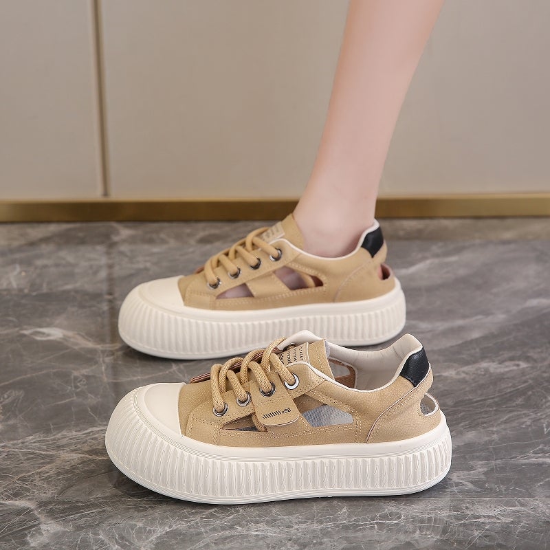 Women'S Shoes Feeling Pregnant Women'S Baotou Sandals Women'S Summer Hollow Hole Shoes Breathable White Skate Shoes - Image 5