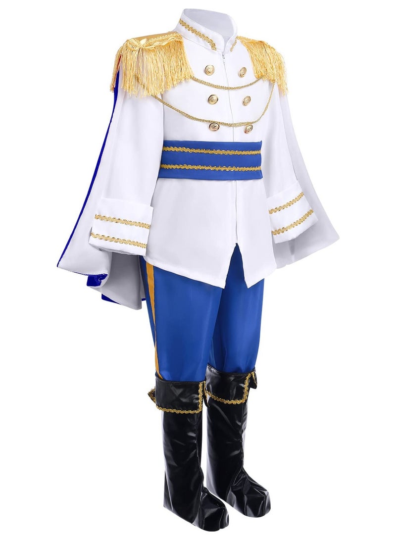 Prince Charming Cosplay Costume for Toddler Kid Medieval Royal Prince Jacket Pants Crown Dress Up Party Outfit For Boys  - Image 2
