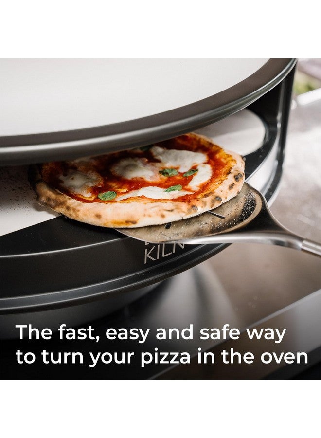 Everdure Everdure Stainless Steel Pizza Turning Peel - 6.5" Diameter, Long Handle, Nonstick, Lightweight, Perforated Design, Essential for Pizza Oven Owners, Chefs, Cooks, Bakers  - Image 2