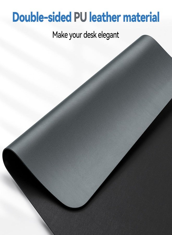 TECKNET 31.5"x15.8" Leather Desk Mat Pad, Large Office Double-Sided Laptop Desktop Mat, Waterproof Desk Blotter Pad for Office/Home (Grey) - Image 2
