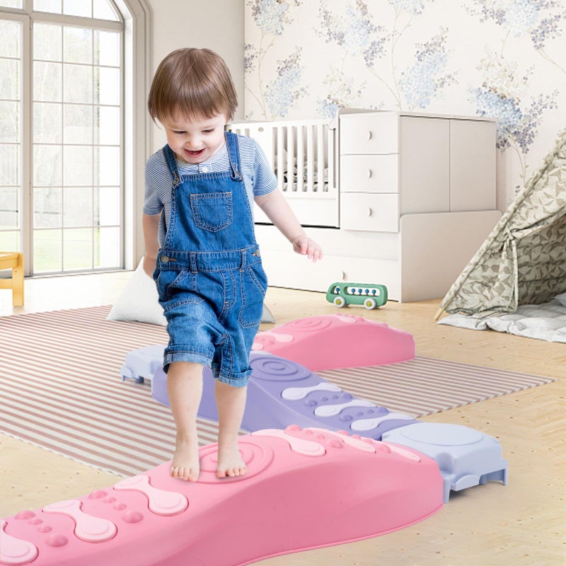 Miereirl 8Pcs Stepping Stones for Kids Balance Beam Toddler NonSlip Plastic Balance Stepping Stones Sensory Toys for Toddlers Indoor or Outdoor Play for Age 35 Years Pinkish Purple - Image 3