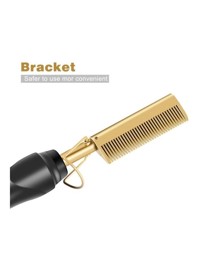 BGM Multifunctional Curly Hair Straightening Stick Electric Comb Gold/Black - Image 5
