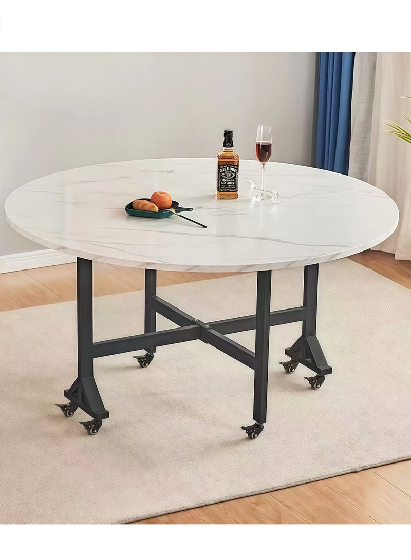 Foldable Kitchen Table – Multifunctional Round Table with Universal Wheels, Space-Saving Design for Restaurants and Homes - Image 1