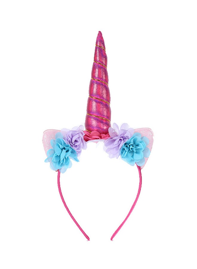 طوق شعر بتصميم تاج من الزهور ووحيد القرن One Size