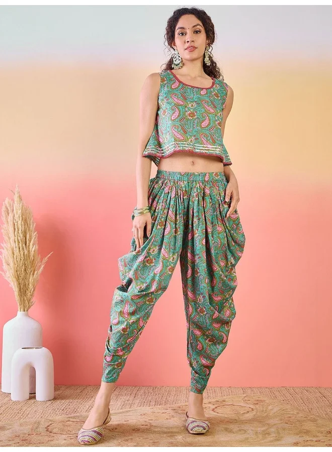 أيه كيه إس Pure Cotton Top & Dhoti Pant with Jacket Co-Ords Set