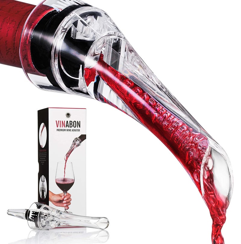 VINABON Wine Aerator Pourer Spout 2025 – Professional Wine Aerator Attaches to Bottle for Improved Flavor, Enhanced Bouquet, and Rich Finish. No-Drip, Spill-Free Design. Includes Wine Guide eBook. - Image 1