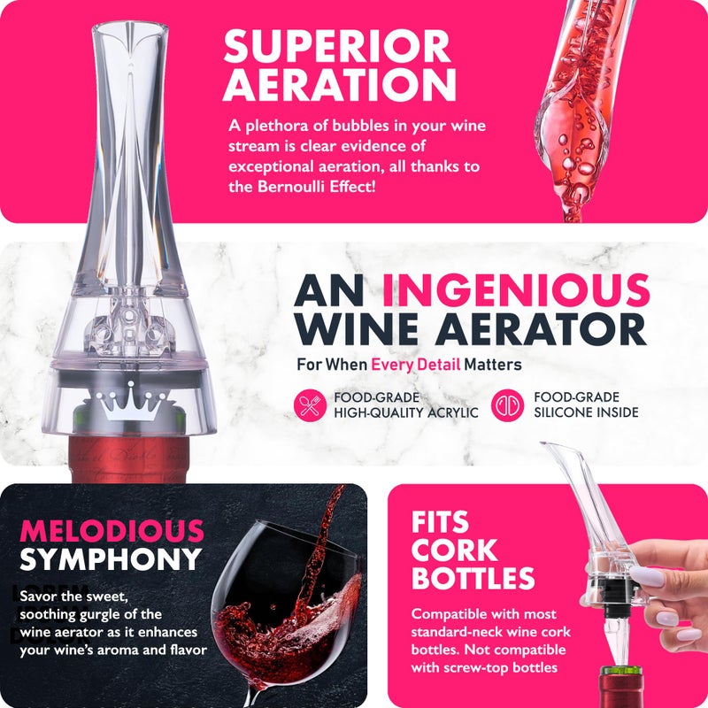 VINABON Wine Aerator Pourer Spout 2025 – Professional Wine Aerator Attaches to Bottle for Improved Flavor, Enhanced Bouquet, and Rich Finish. No-Drip, Spill-Free Design. Includes Wine Guide eBook. - Image 4