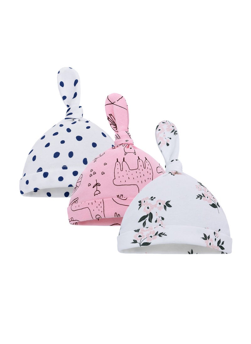 Loquat - Suitable For 0-6 Month Baby Soft Breathable Tire Cap 3 Pieces - Image 1